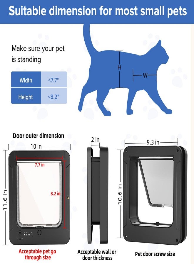 BroTex Smart Cat Door for Interior & Exterior, Cat Pet Door with 3 Collar Sensor Keys & 1 Remote Control & 4 Way Locking Cat Flap with RFID Collar Activated Opening - Image 3